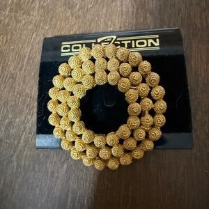 Round Gold Tone Brooch Pin Round Accents Vintage Just Under 2"